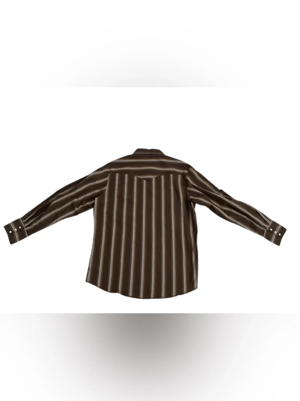 Wrangler Western Pearl Snap Shirt Men’s L Brown Stripe Retro Cowboy Rodeo NWOT